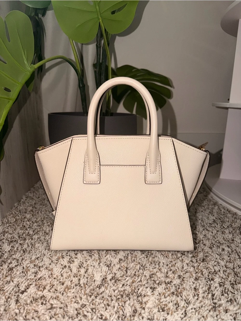 Michael Kors Cream Saffiano Satchel with Gold Charm